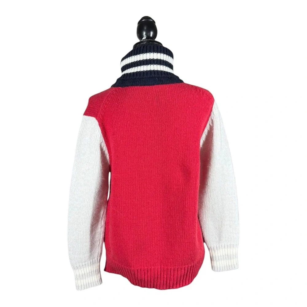 Celtic & Co Alpine Easy Slouch Roll Neck Turtleneck Colorblock Wool Sweater